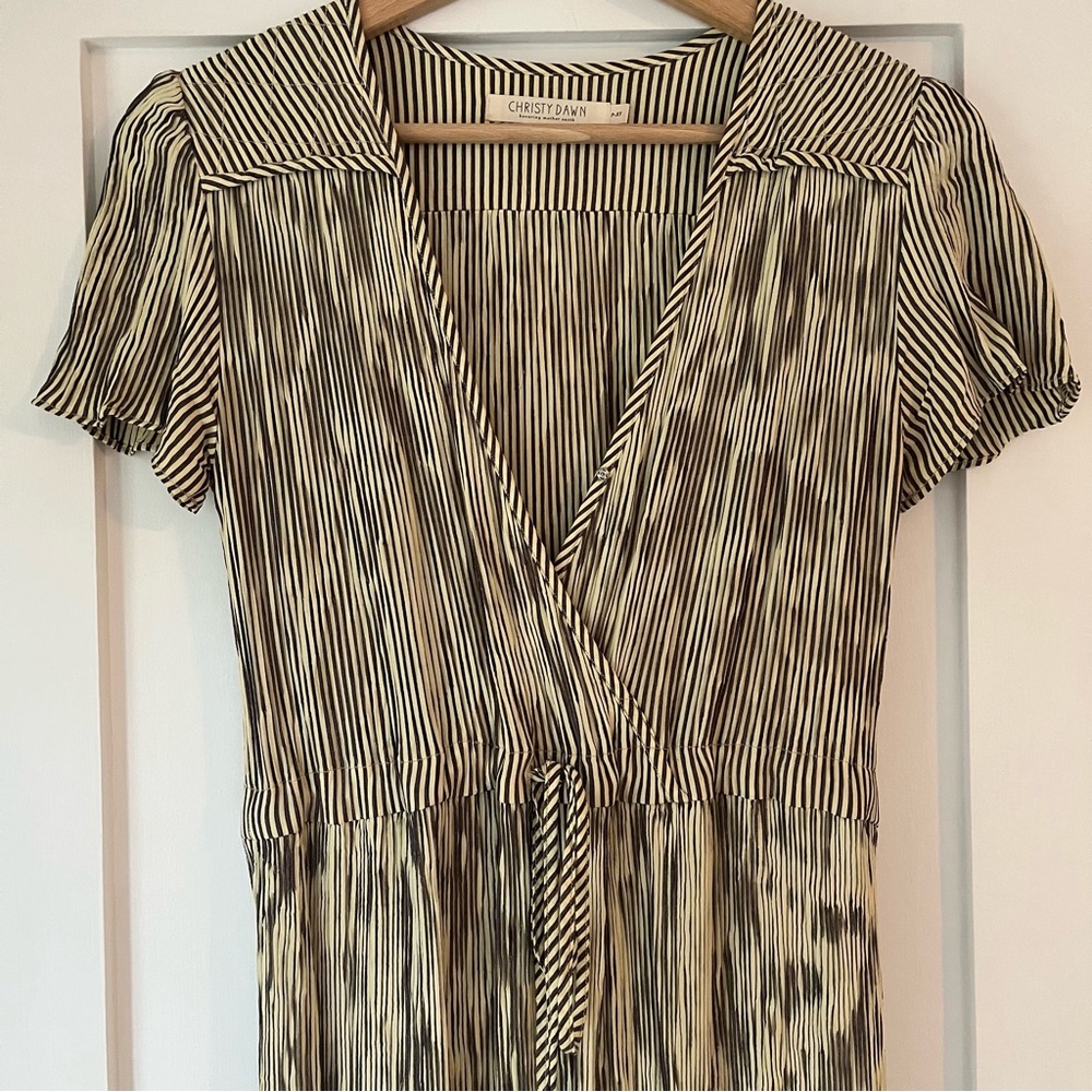 Christy Dawn striped navy and cream midi dress